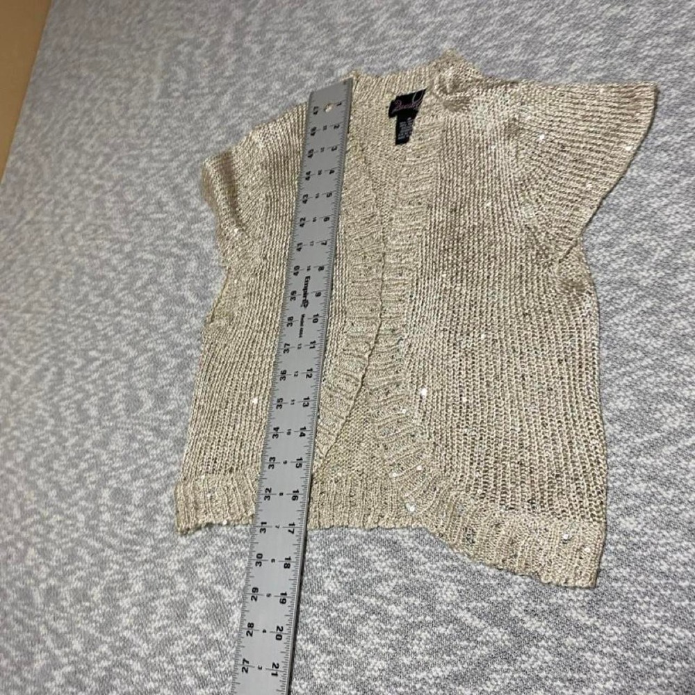 Gold sequin short cardigan with a boho vibe, size M. SKU-B133#boho - Picture 3 of 6